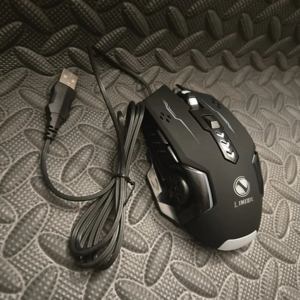 LIMEIDE V7 Wired Gaming Mouse USB Optical 4 DPI Adjustable Black New No Box
